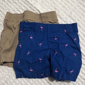 Carter's Blue Flamingo and Tan Kids Shorts